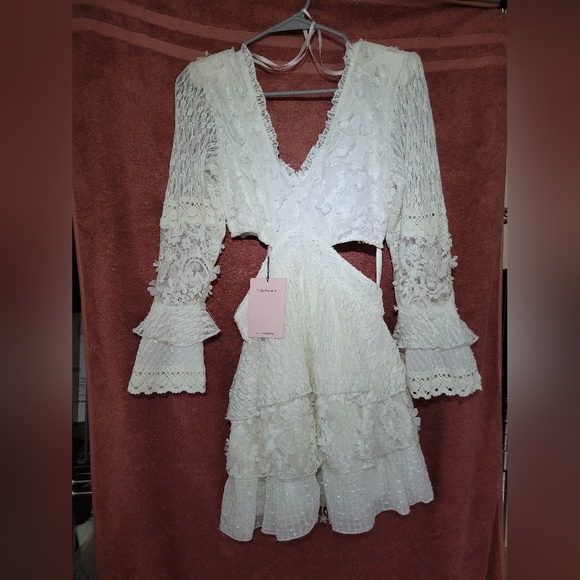 Avec Les Filles Women's Tiered Cutout Lace Minidress - Picture 6 of 8